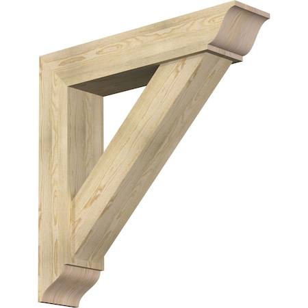 Ekena Millwork Traditional Traditional Rough Sawn Bracket w/ Offset Brace, Douglas Fir, 8"W x 38"D x 38"H BKT0806X38X38TRA01RDF